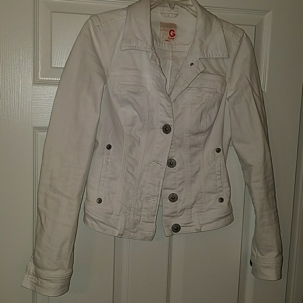 White jean jacket g by guess work couple of times
